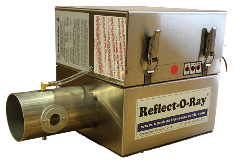 Reflect-O-Ray EDS 3.5 stainless steel tube heater — front burner angle